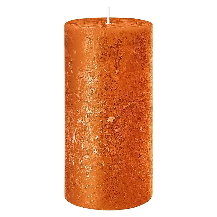 Stumpenkerze Rustic Safe - Ø x H: 6 x 8 cm, Kürbis - Vorderansicht