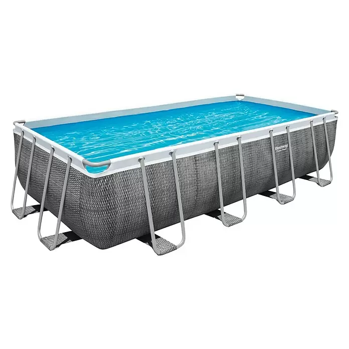 Bestway Frame-Pool-Set Power Steel - 14,812 l, Grau, L x B x H: 549 x 274 x 122 cm - Diagonale Ansicht