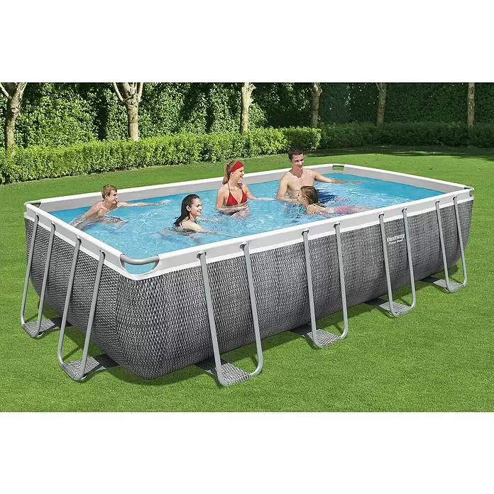 Bestway Frame-Pool-Set Power Steel - 14,812 l, Grau, L x B x H: 549 x 274 x 122 cm - Anwendungsbeispiel