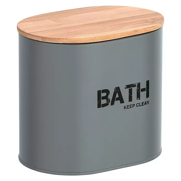 Wenko Bad-Aufbewahrungskorb Gara - 10,5 x 14,5 x 13,5 cm, Stahl, Grau - Diagonale Ansicht