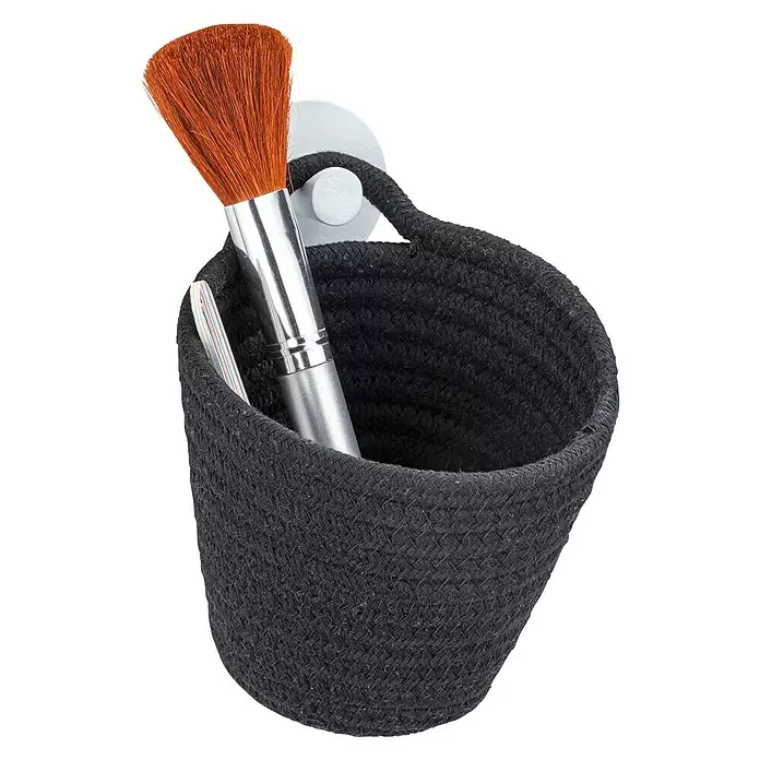 Wenko Košara za odlaganje Soria - 14,5 x 12,5 x 12 cm, Poliester, Crne boje - Dijagonalni pogled