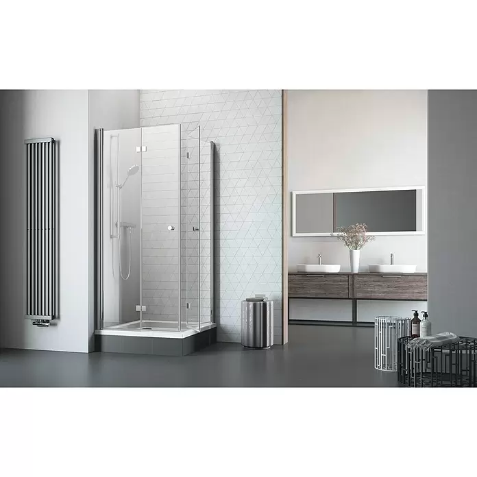 Camargue Vario Dusch-Falttür S53 - 90 x 195 cm, Beschichtet, Stärke: 6 mm, Silber - Stimmungsaufnahme