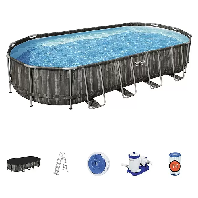 Bestway Set za ovalni bazen - D x Š x V: 732 x 366 x 122 cm, 20.241 l - Dijagonalni pogled