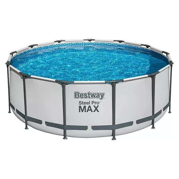 Bestway Frame-Pool-Set Steel Pro MAX - Ø x H: 488 x 122 cm, 19.480 l, Grau - Vorderansicht