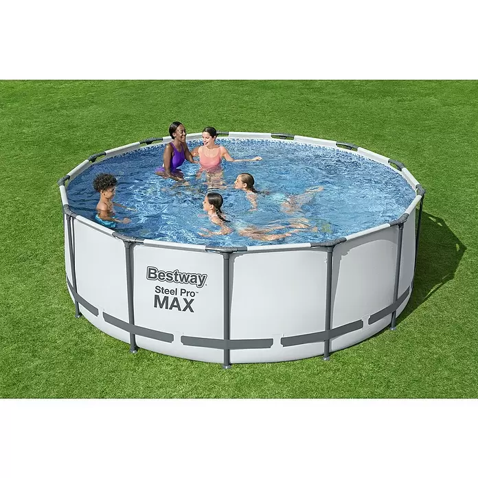 Bestway Frame-Pool-Set Steel Pro MAX - Ø x H: 488 x 122 cm, 19.480 l, Grau - Anwendungsbeispiel