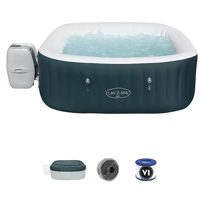 Bestway Lay-Z-Spa Außen-Whirlpool Ibiza Air-Jet - 180 x 180 x 66 cm, 778 l, Geeignet für: 4 - 6 Personen - Diagonale Ansicht