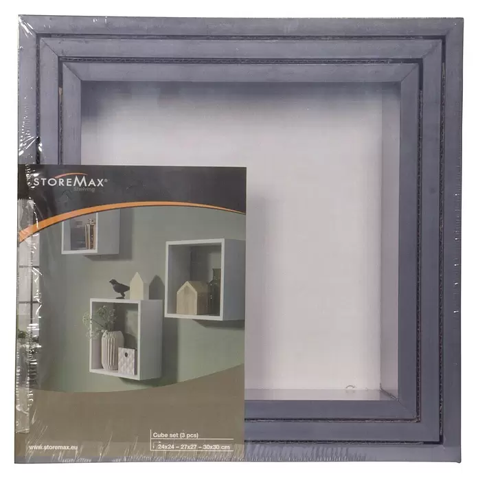 Storemax Wandschap kubus - Grijs, Wandmontage - Vooraanzicht