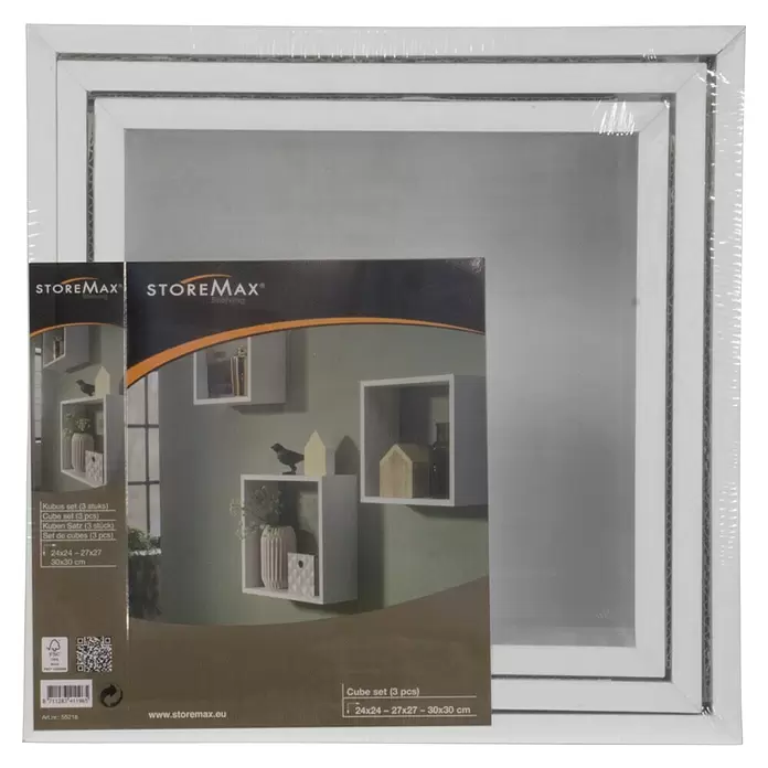 Storemax Wandschap kubus - Wit, Wandmontage - Vooraanzicht