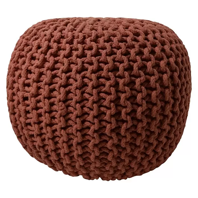Sitzhocker Strick - Rot, Ø x H: 40 x 40 cm - Vorderansicht