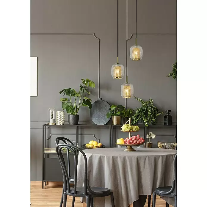 Lucide Pendelleuchte Agatha - 120 W, L x B x H: 35 x 35 x 163 cm, Gold, E27 - Stimmungsaufnahme