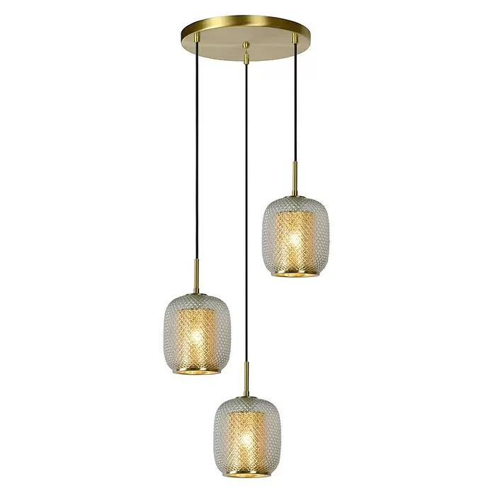 Lucide Pendelleuchte Agatha - 120 W, L x B x H: 35 x 35 x 163 cm, Gold, E27 - Vorderansicht