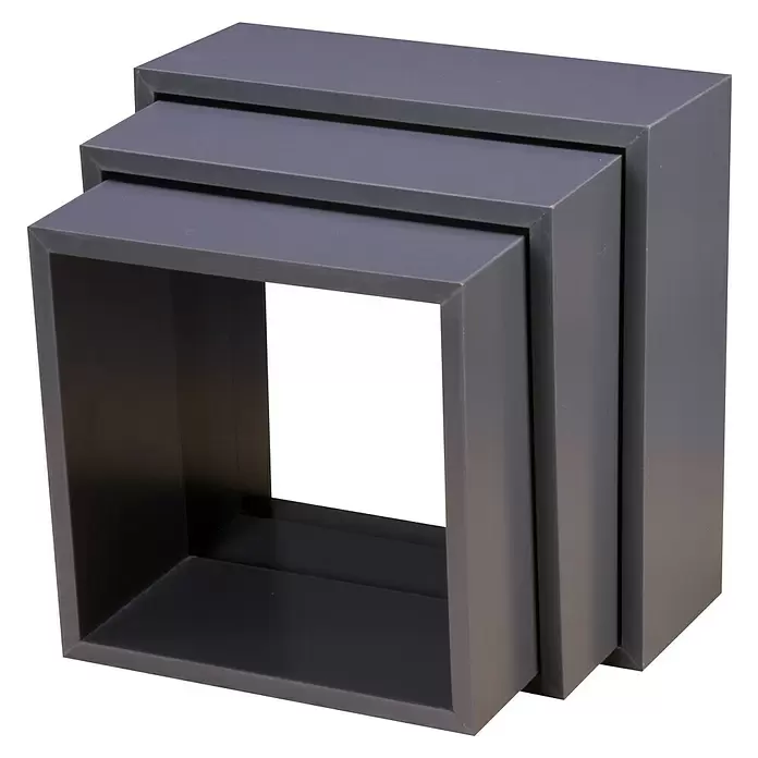 Storemax Wandschap kubus - Grijs, Wandmontage - Diagonaal zicht