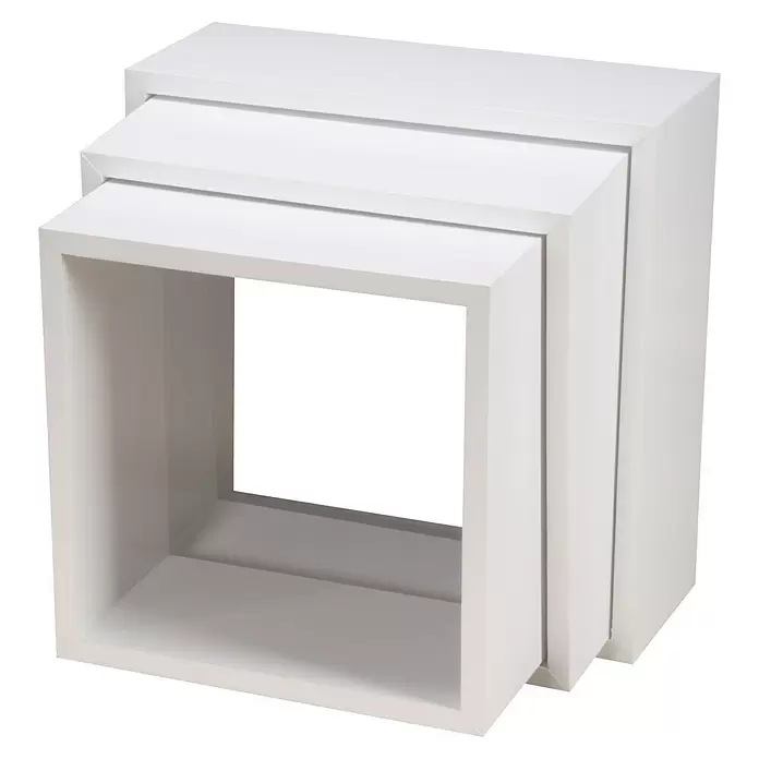 Storemax Wandschap kubus - Wit, Wandmontage - Diagonaal zicht