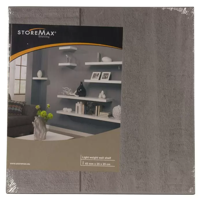 Storemax Wandschap zwevende plank - 25 x 25 x 4,5 cm, Grijs, Belastbaarheid: 20 kg - Vooraanzicht