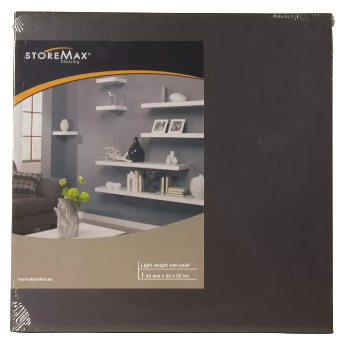 Storemax Wandschap zwevende plank - 25 x 25 x 4,5 cm, Antraciet, Belastbaarheid: 20 kg - Vooraanzicht