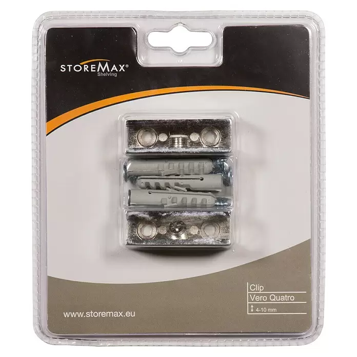 Storemax Clips VERO QUATRO voor wandplanken - Chroom - Vooraanzicht