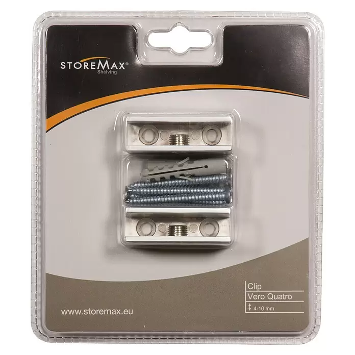 Storemax Clips VERO QUATRO voor wandplanken - Aluminium - Vooraanzicht