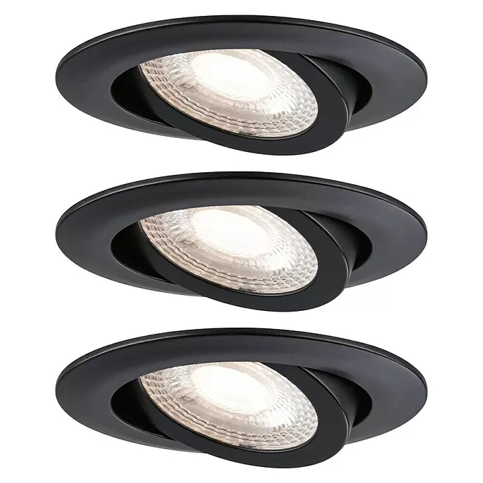 Paulmann LED-Einbauleuchte 3er-Set - 6 W, Schwarz, Warmweiß - Ansicht von unten