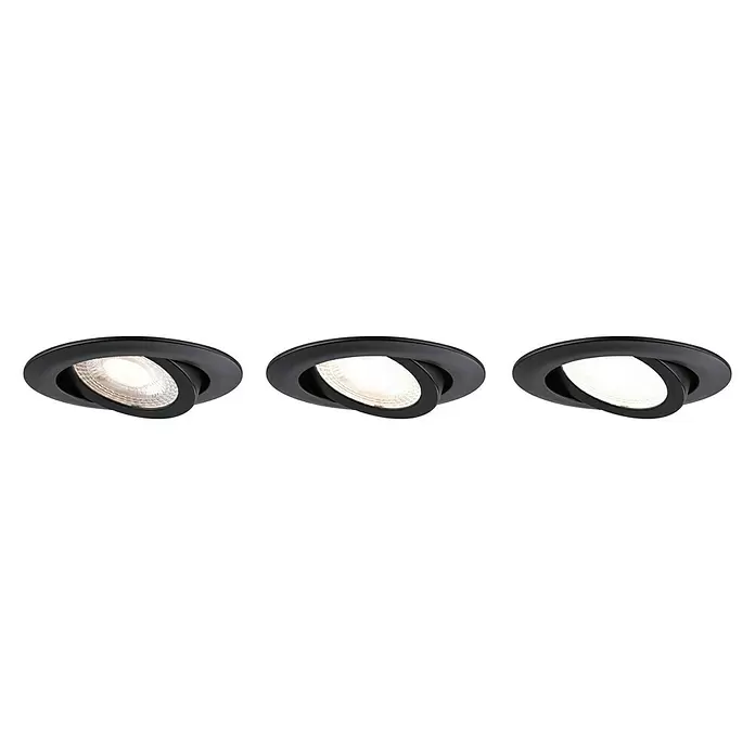 Paulmann LED-Einbauleuchte 3er-Set - 6 W, Schwarz, Warmweiß - Ansicht von unten
