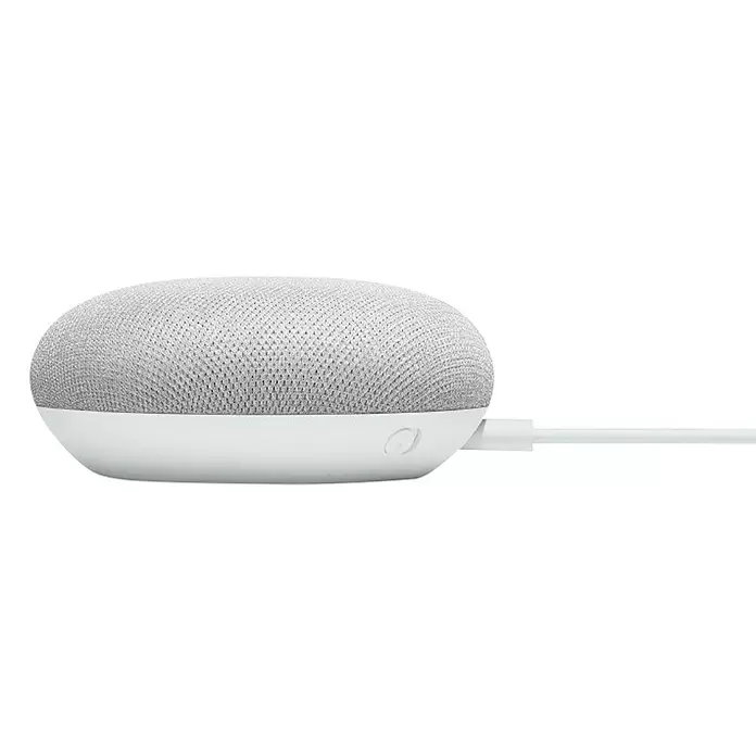 Google Nest Sprachgesteuerter Lautsprecher Mini - Kreide, Netzbetrieben, Kabellänge: 1,5 m - Linke Seitenansicht