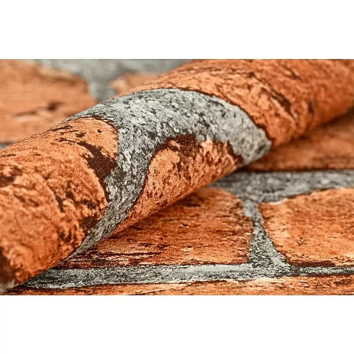 Rasch Vliestapete Stein - Rot/Grau, Steinoptik, 10,05 x 0,53 m - Detailaufnahme