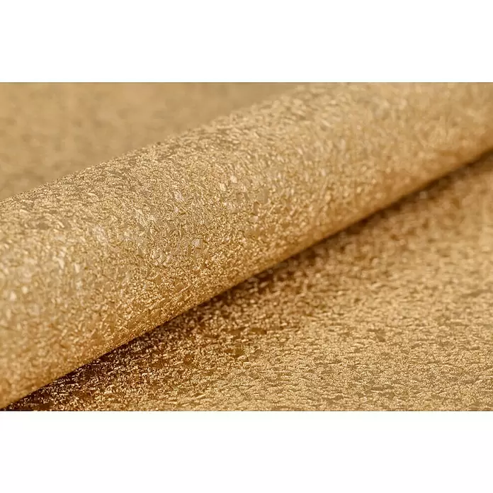 Rasch Berlin Vliestapete Muschel - Gold, Uni, 10,05 x 0,53 m - Detailaufnahme