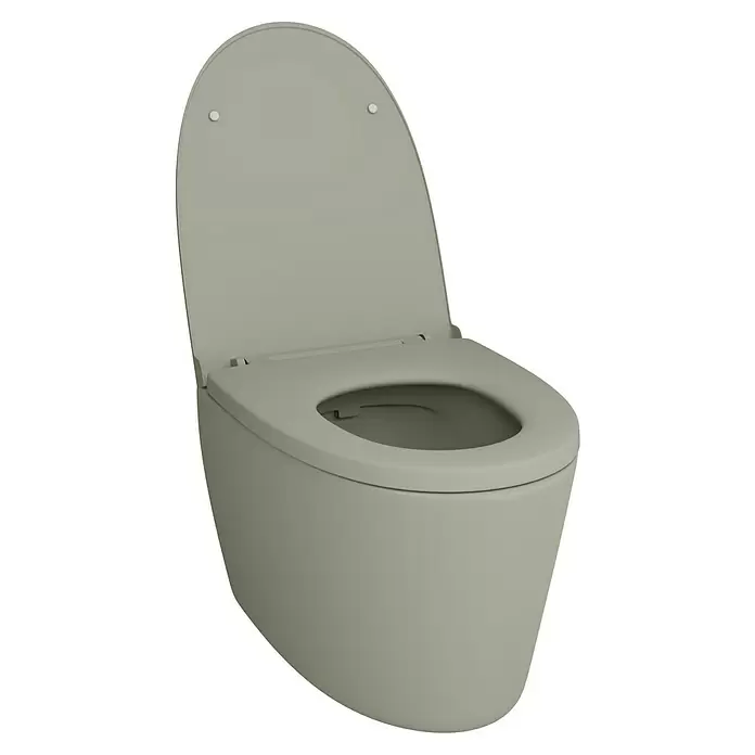 Feeling Zidna WC školjka - Bez ruba, Bez posebne glazure, Oblik ispiranja: Duboko, WC odvod: Vodoravno, Mat - Dijagonalni pogled