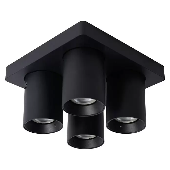 Lucide Deckenstrahler Nigel - 20 W, L x B x H: 20 x 20 x 11,5 cm, Schwarz, GU10 - Diagonale Ansicht