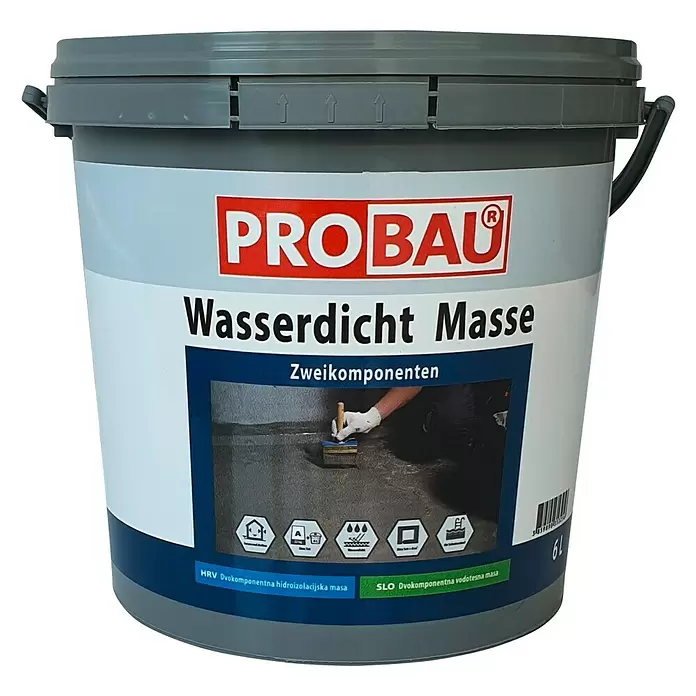 Probau Hidroizolacijska masa 22 + 6 kg - Sive boje, 22 kg - Pogled sprijeda