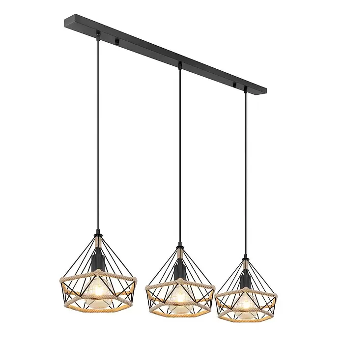 Globo Pendelleuchte ULLEU - 40 W, L x B x H: 120 x 30 x 30 cm, Schwarz, E27 - Diagonale Ansicht
