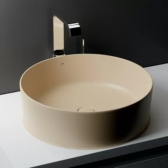 Feeling Aufsatzwaschbecken - Durchmesser: 42 cm, Ohne Spezialglasur, Hahnloch: Ohne, Ohne Überlauf, Cappuccino - Stimmungsaufnahme