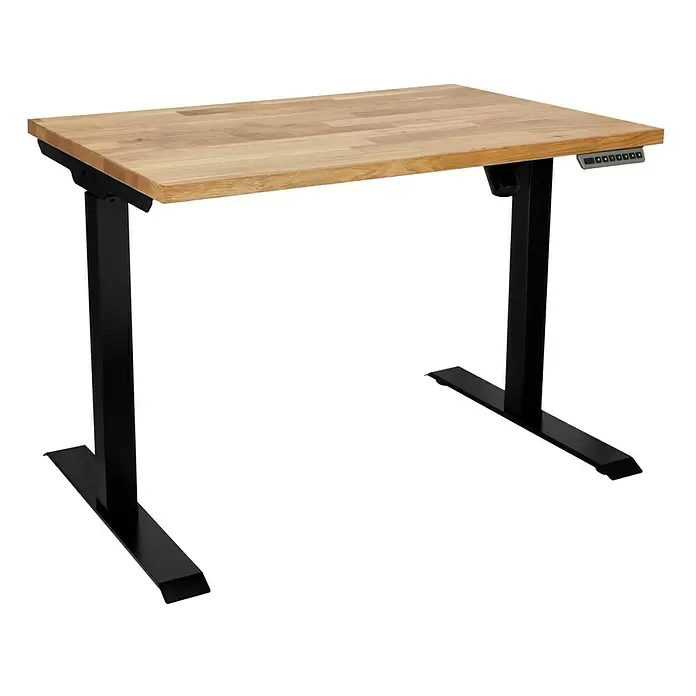 Tischgestell E-MORE - Breitenverstellbar: 1.000 mm - 1.500 mm, Höhenverstellung: 695 mm - 1.175 mm, Schwarz - Diagonale Ansicht