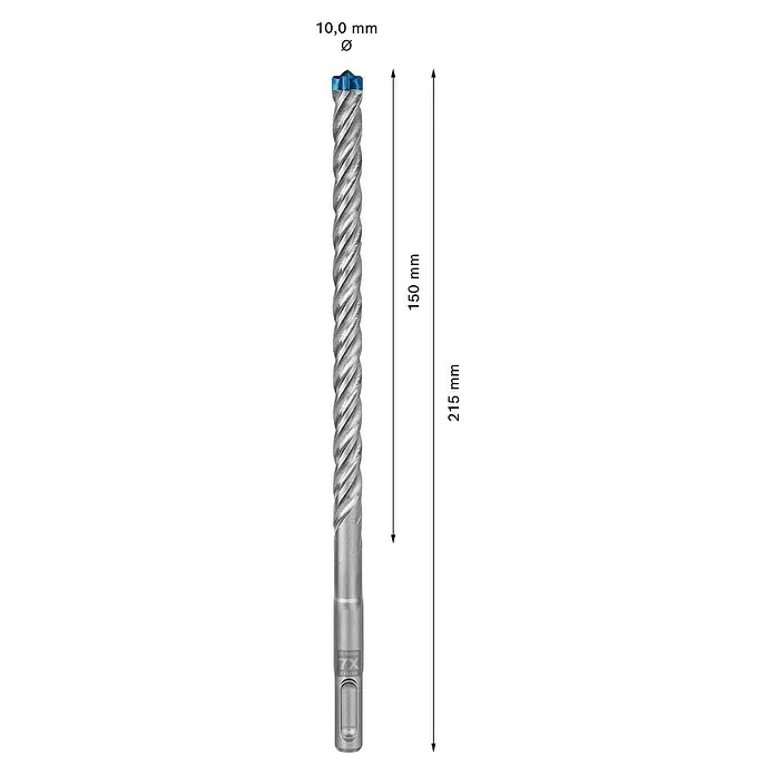 Bosch Professional Expert Broca para hormigón SDS-Plus -7X - Diámetro: 10 mm, Largo: 215 mm - Dibujo técnico