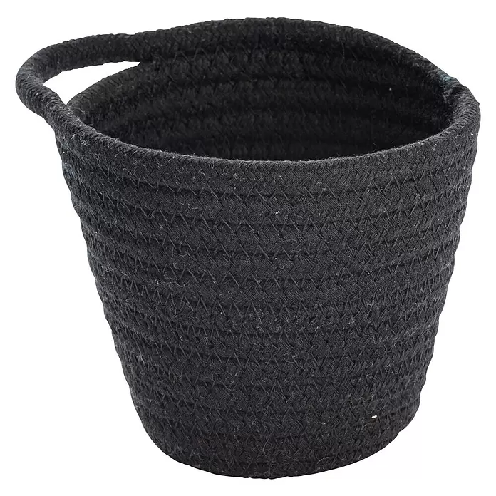 Wenko Ablagekorb Soria - 14,5 x 12,5 x 12 cm, Polyester, Schwarz - Diagonale Ansicht