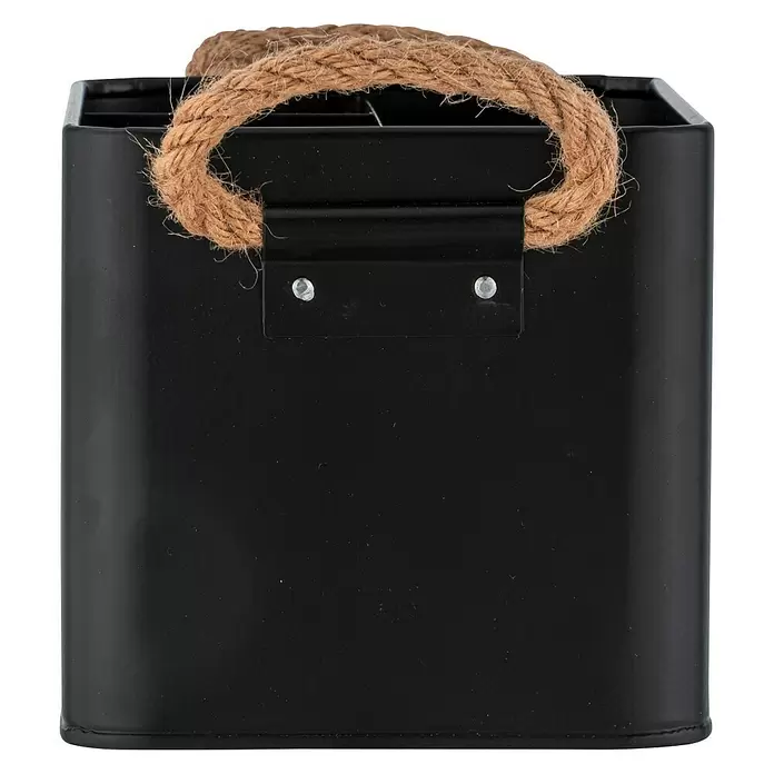 Wenko Bad-Aufbewahrungskorb Gara - 13 x 19 x 12,5 cm, Stahl, Schwarz - Linke Seitenansicht