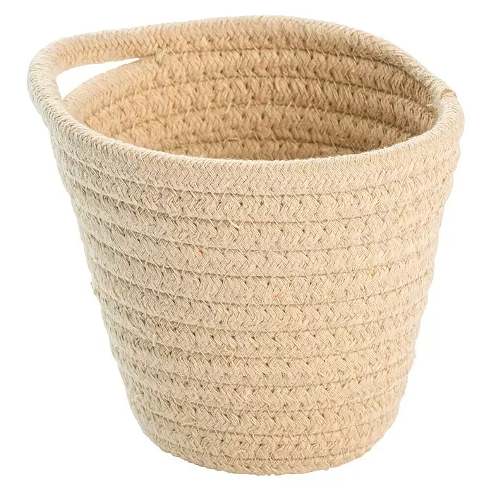 Wenko Ablagekorb Soria - 14,5 x 12,5 x 12 cm, Polyester, Beige - Diagonale Ansicht