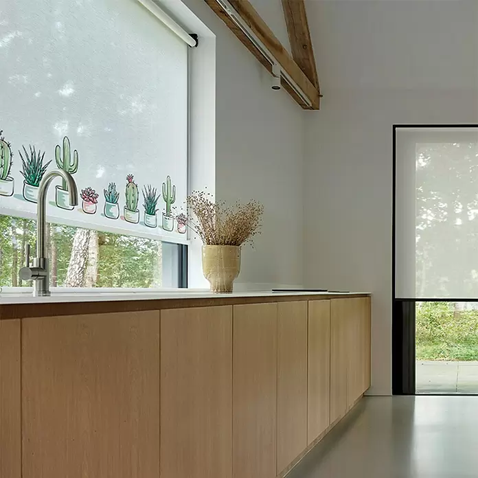 Estor enrollable Cactus - An x Al: 150 x 190 cm, Blanco - Foto ambiente