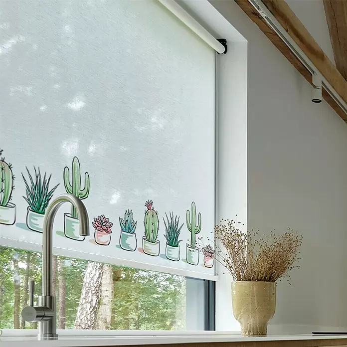 Estor enrollable Cactus - An x Al: 150 x 190 cm, Blanco - Foto ambiente