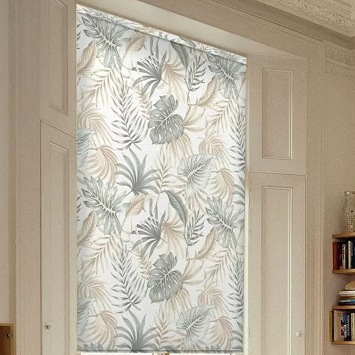 Estor enrollable Tropical - An x Al: 105 x 190 cm, Verde/Beige - Foto ambiente