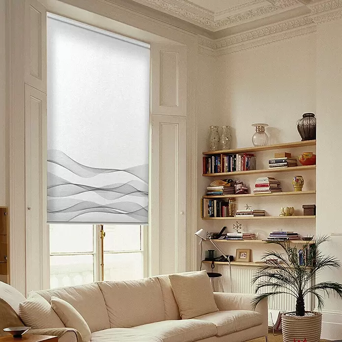 Estor enrollable Ondas - An x Al: 105 x 190 cm, Blanco - Foto ambiente