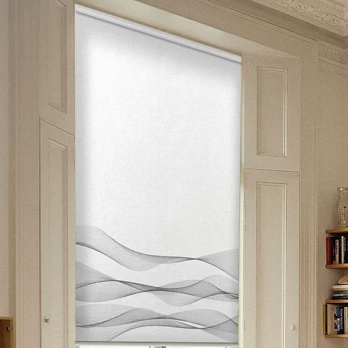 Estor enrollable Ondas - An x Al: 105 x 190 cm, Blanco - Foto ambiente