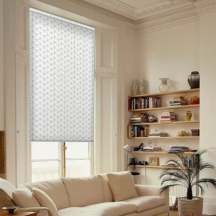 Estor enrollable Geométrico - An x Al: 150 x 190 cm, Blanco - Foto ambiente