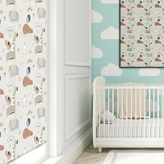 Estor enrollable Animales - An x Al: 150 x 190 cm, Gris - Foto ambiente