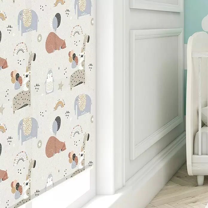 Estor enrollable Animales - An x Al: 150 x 190 cm, Gris - Foto ambiente