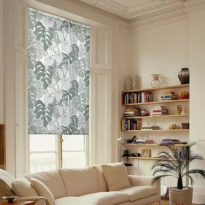 Estor enrollable Monstera - An x Al: 120 x 190 cm, Verde - Foto ambiente