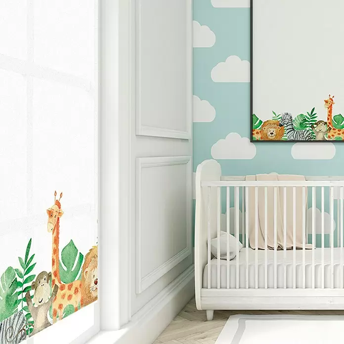 Estor enrollable Zoo - An x Al: 120 x 190 cm, Blanco - Foto ambiente