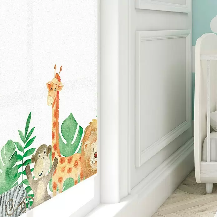 Estor enrollable Zoo - An x Al: 120 x 190 cm, Blanco - Foto ambiente