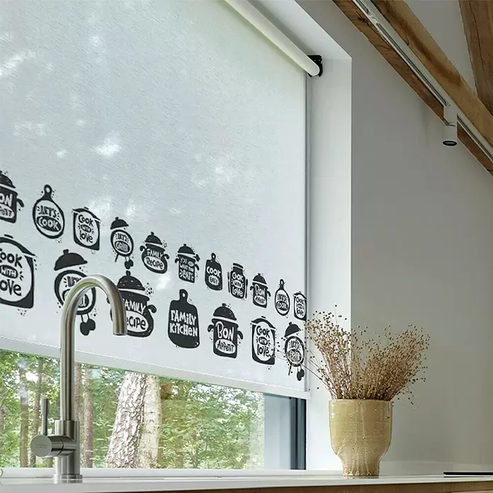 Estor enrollable Kitchen - An x Al: 150 x 190 cm, Blanco - Foto ambiente