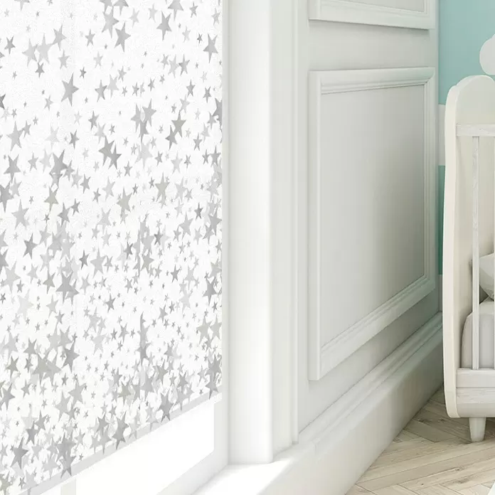 Estor enrollable Estrellas - An x Al: 90 x 190 cm, Blanco - Foto ambiente