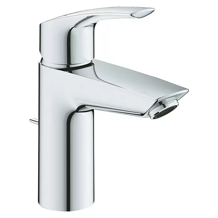 Grohe Eurosmart Waschtischarmatur - Chrom, Zugstange an der Rückseite der Armatur, Höhe: 169 mm - Diagonale Ansicht